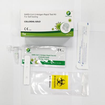 Chine Essais à la maison du kit SARS-CoV-2 5 d'essai d'antigène colloïdal d'or/kit d'écouvillons nasaux de la CE à vendre