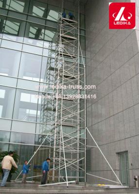 China 12m Height Movable Aluminum Scaffolding Tower Black Silver Color for sale