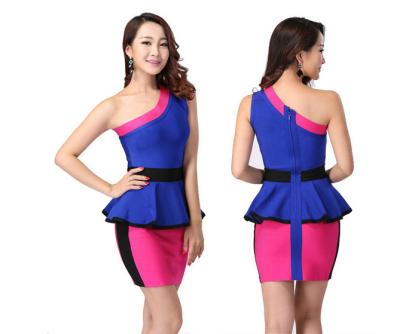 China Knee Length Lady One Shoulder Peplum Dress , Customised Semi Formal Attire for sale