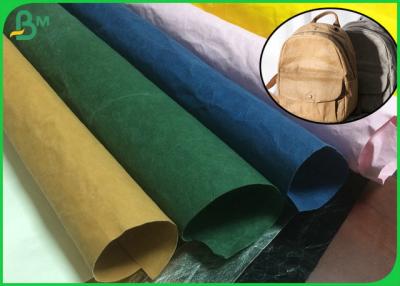 China 150cm Width 0.55mm Recycled Prewashed Kraft Fabric For School Bag Material for sale