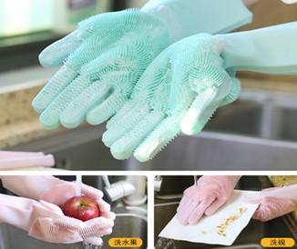 China Kids Magic Silicone Rubber Dishwashing Gloves Household Heat Resistant for sale