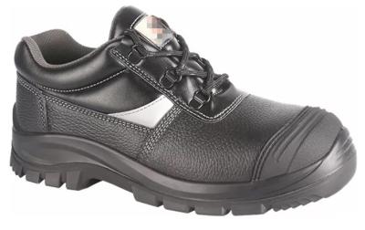 China Black PPE Safety Shoes Water Proof Oil Proof With Steel Toe Cap Grain Cow Leather for sale