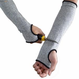 China HPPE Anti Cut PPE Protective Gloves Pair Pack Grey Arm Long Sleeve 17 Inch for sale
