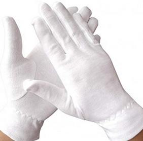 China Ceremony Breathable White Cotton Gloves With Wristband For Cosmetic Barber Shop for sale