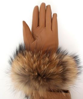 China Winter Ladies Fashion Gloves Ladies Sheepskin Mittens Fluffy Fox Raccoon Fur for sale