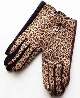 China High End Ladies Fashion Gloves Atmosphere Driving Party Use Warm Leopard Bow for sale