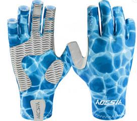China Custom Fingerless Safety Gloves Uv Sun Upf 50+ Spf 50+ Camo Fishing Gloves for sale