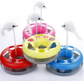 China Pet Plastic Turntable With Sounding Bell Ball Feather Mouse Pet Cat Toy for sale