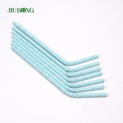 China Light Blue Disposable Biodegradable Paper Straw Bendable 150mm For Gifts Store for sale