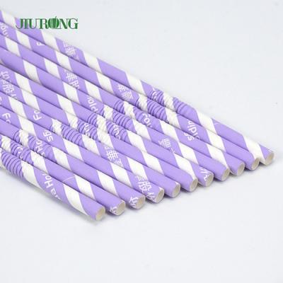 China Purple Striped Christmas Paper Straws Biodegradable Eco Friendly for sale
