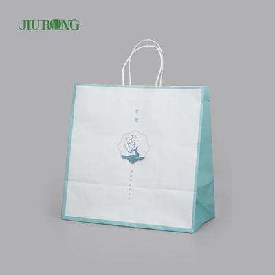 China 280mm Biodegradable White Kraft Recycled Paper Bags With Handles for sale
