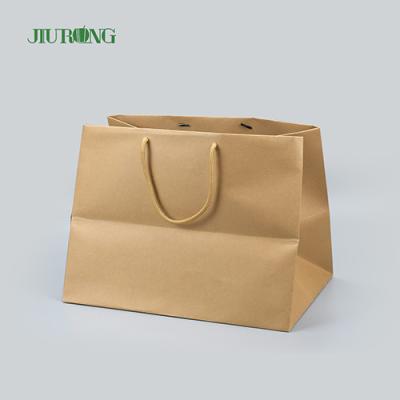 China Takeaway Biodegradable Paper Bag 320mm Height Eco Friendly Kraft Bags for sale