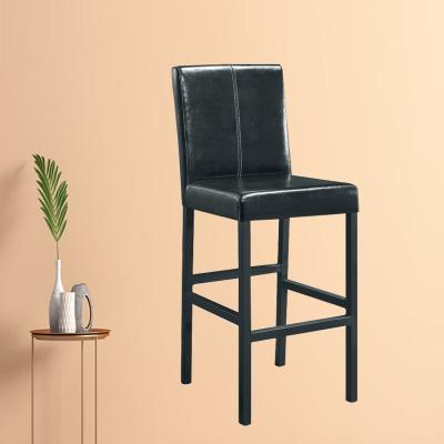 China Mobiliário de cozinha de interior moderno Barstool cadeira de costas retas em couro preto à venda