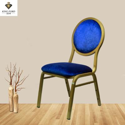 China Hall Round Fabric Back Iron Stackable Banquet Chairs For Weddings And Events en venta