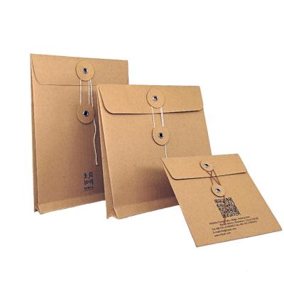 China Gift Packaging String Closure Gusset Paper Envelopes for sale