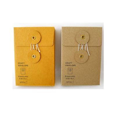 China Varnishing String Button 110x220mm Kraft Paper Envelopes for sale