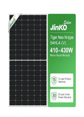 China 410W-430W Jinko Tiger Neo N-type zonne-energie fotovoltaïsche modules Monofaciaal 54HL4- ((V) Te koop
