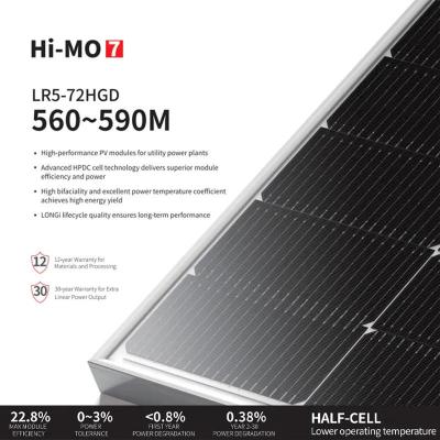 China Los módulos fotovoltaicos PERC TOPCON LONGi 590W 580W 560W 565W 570W 575W 585W en venta