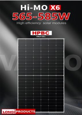 Cina Longi Hi-Mo X6 pannelli solari LR5-72HTH 565-585M 565W 570W 575W 580W 585W HPBC Moduli solari Longi in vendita
