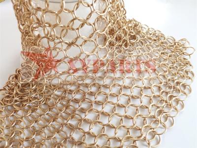 China 20MM Decorative Metal Ring Mesh Curtain PVD Rose Gold Color for sale