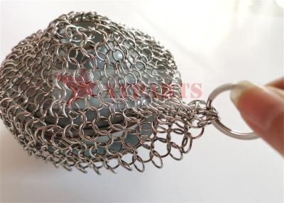 China Ring Mesh Screen Type 4 Inch 304 Kitchen Stainless Steel Chain Mail Scrubber Cleaner for sale