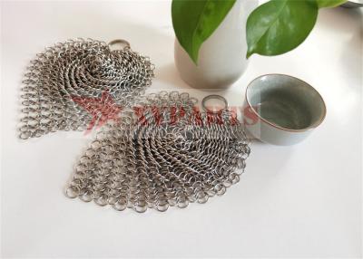 China 316 Round Rings Stainless Steel Chain Mail Scrubber For Washing Cast Iron Pan for sale