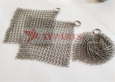 China Glass Cup Cleaner Metal Stainless Steel Chain Mail Scrubber Ring Mesh for sale