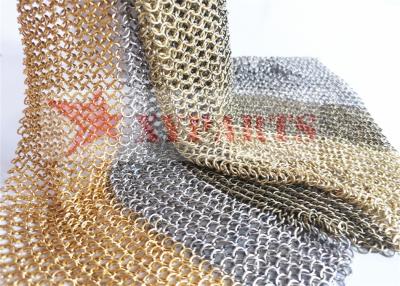 China Hotel Decor Chain Mail Ring Metal Mesh Curtain With PVD Colors for sale