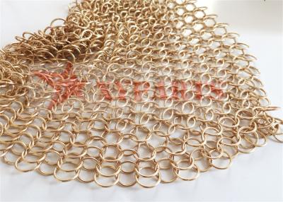China Staircase Access Golden Ring Mesh PVD Finished for sale