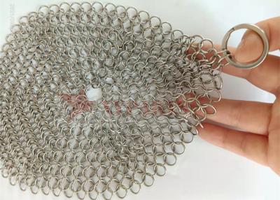 China Round Shape Stainless Steel Ring Mesh Chain Mail Scrubber For Kitchen Cleaning for sale