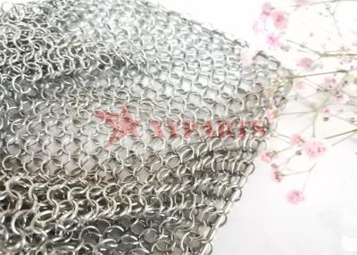 China limpeza de aço inoxidável da cozinha de 15x15cm Ring Mesh Scrubber Square Shape For à venda