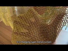 hanging type gold color ring mesh curtain