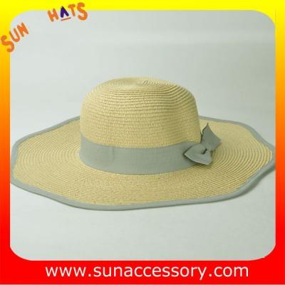 China AK16842 Wide brim sunny beach paper straw hats in stock , promotion cheap hats . for sale