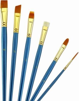 China Wooden Handle Golden Synthetic Paint Brush Sets , Interlocked Fine Bristle Paint Brushes for sale