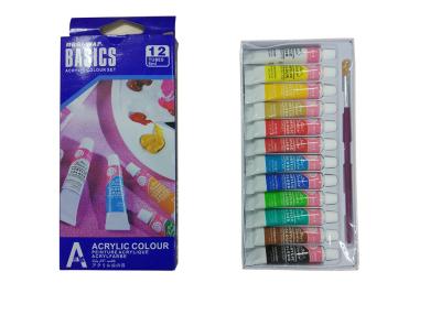 China Strong Adhesion Basics Colored Acrylic Paint Set‎ , Artists Paint Pigments 12 X 6ml Tubes for sale