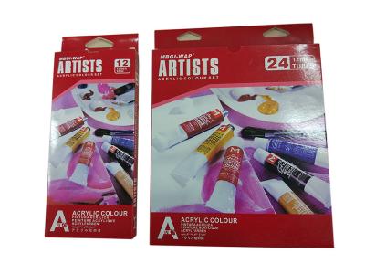 China Free Combination Color Art Painting Colours Acrylic Color Set 12 X 12ml / 24 X 12ml Tubes for sale