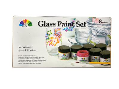 China Non - Toxic Art Painting Colours 8 Pcs Glass Paint Set 8X15ml 20 Light Fast Colours for sale