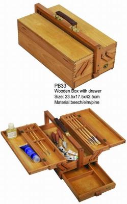 China Caixa de armazenamento com gaveta, caixa do artista de Commecial de armazenamento de madeira do ofício para pinturas à venda