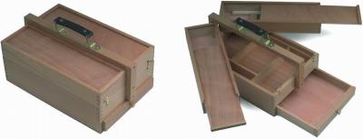 中国 Paulownia多重レベル ハンドルが付いている2つの蝶番を付けられた箱の芸術の貯蔵容器 販売のため