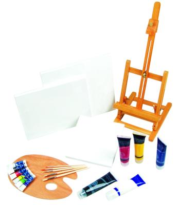 China sistema de la pintura del arte 21pcs con el caballete/la paleta/la lona/los cepillos/los colores de la tabla en venta