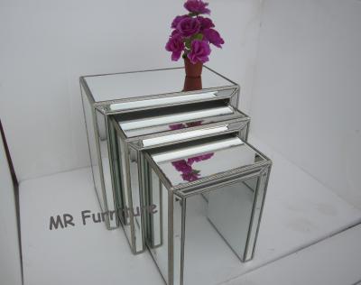 China Interior Mirrored Glass Side Table , Living Room Silver Mirror Side Table for sale
