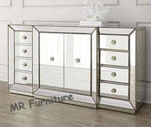 China 59 Inches Mirrored Buffet Cabinet , Fashionable Mirrored Buffet And Sideboards for sale