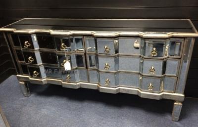 China Luxury Gold Mirrored Sideboard Furniture , Bedroom Mirrored Buffet Sideboard for sale