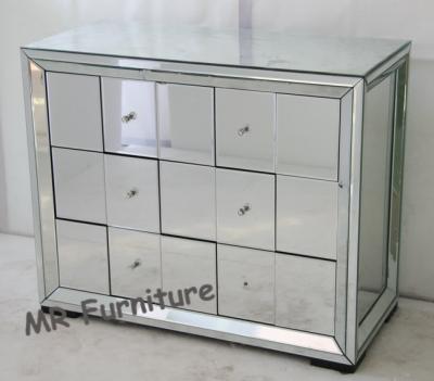 China Full Mirrored Tall Chest Of Drawers , Glass Silver Mirrored Chest Of Drawers for sale