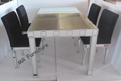 China Customized Size Toughened Glass Dining Table , Home Mirrored Dining Furniture for sale