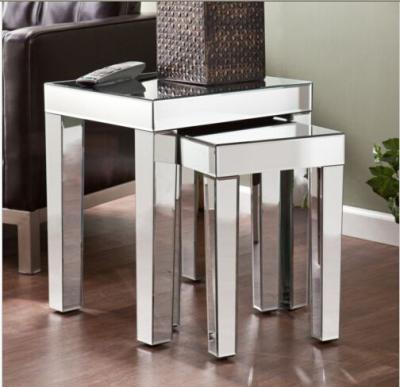 China Full Glass Color Mirror Furniture Set Modern  Beveled Edge Mirrored Sofa Table for sale