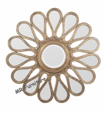 China Mosaic Shell Mirrored Metal Wall Art , Decorative Round Mirror Wall Art for sale