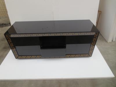China Black Mirrored TV Stand Gold Pattern W140 * D45 * H56cm Overall Size for sale