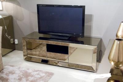 China Popular Hotel Mirrored Glass TV Cabinet , Black Mirrored Corner TV Cabinet for sale