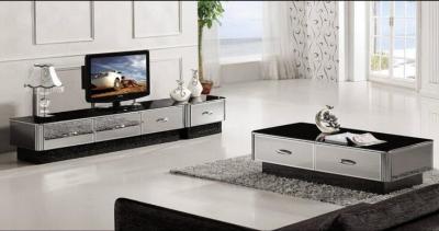 China Fashion Mirrored Television Cabinet , Wooden Body Mirrored Glass TV Stand for sale